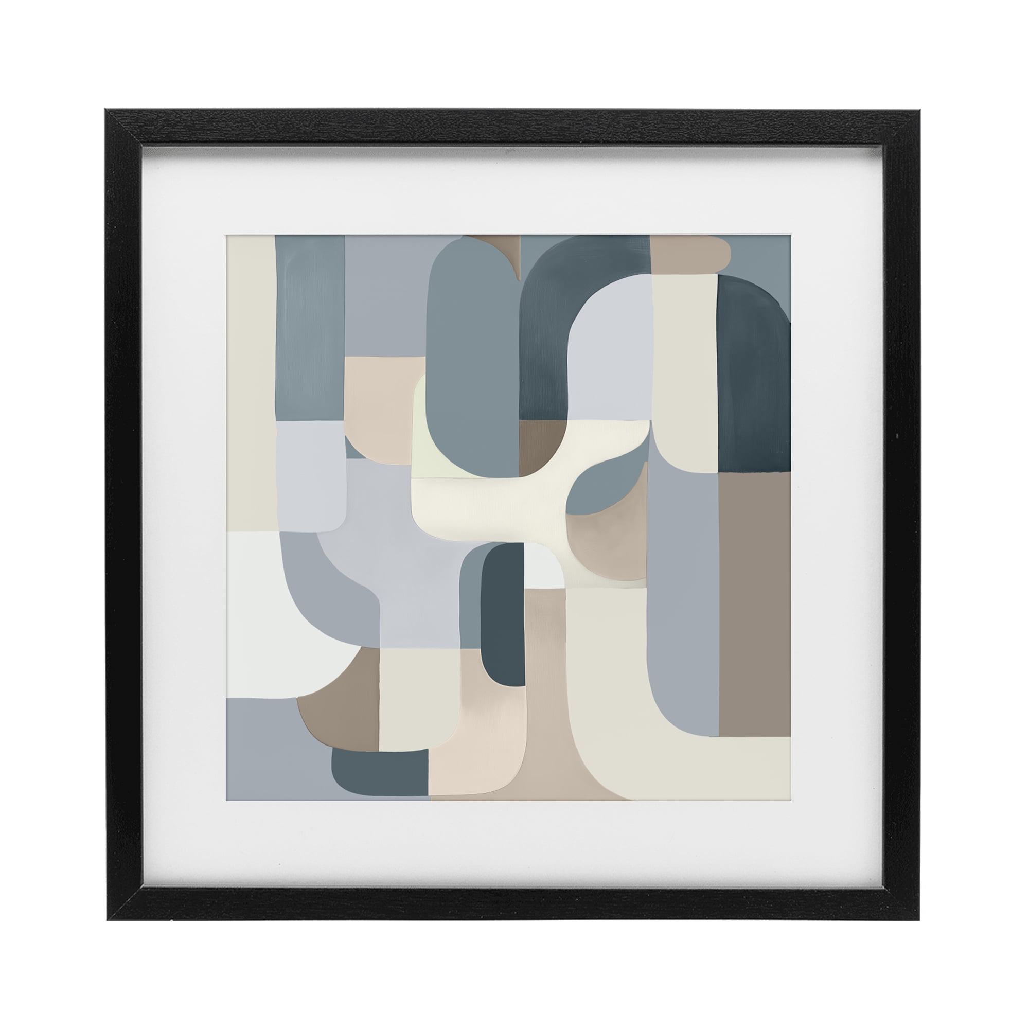 Stupell Industries Bauhaus Blue Curves Black Framed Print Under Glass, design by Annabelle Hall
