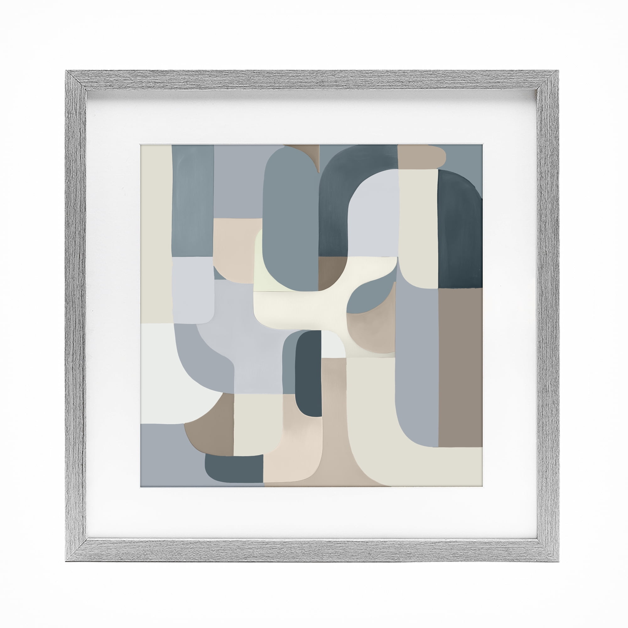 Stupell Industries Bauhaus Blue Curves Gray Framed Print Under Glass, design by Annabelle Hall
