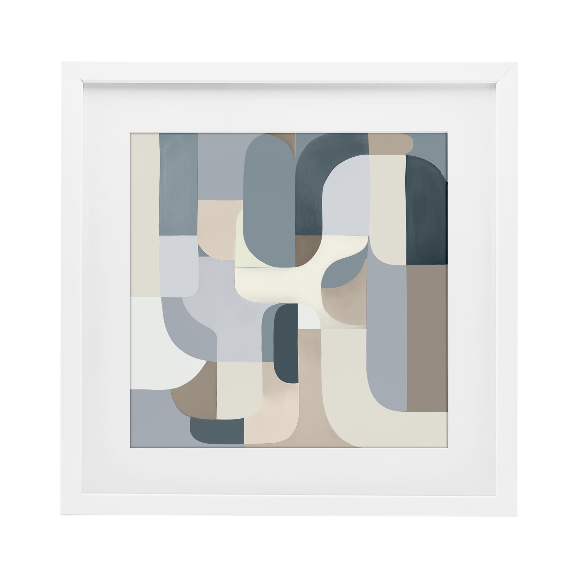 Stupell Industries Bauhaus Blue Curves White Framed Print Under Glass, design by Annabelle Hall