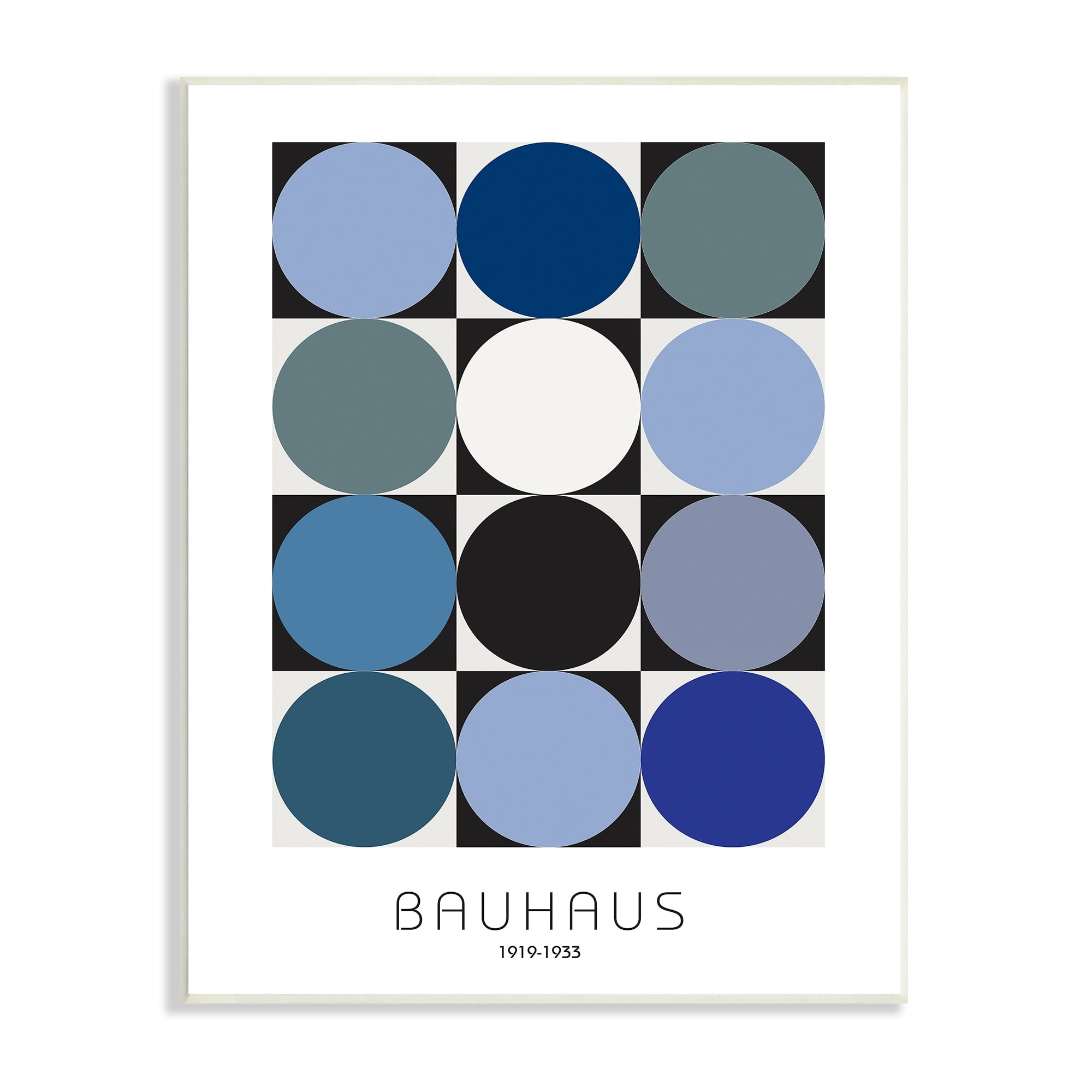 Stupell Industries Bauhaus Geometrical Circle Square Abstract Composition Blue Black, 13 x 19,Design by Design Fabrikken