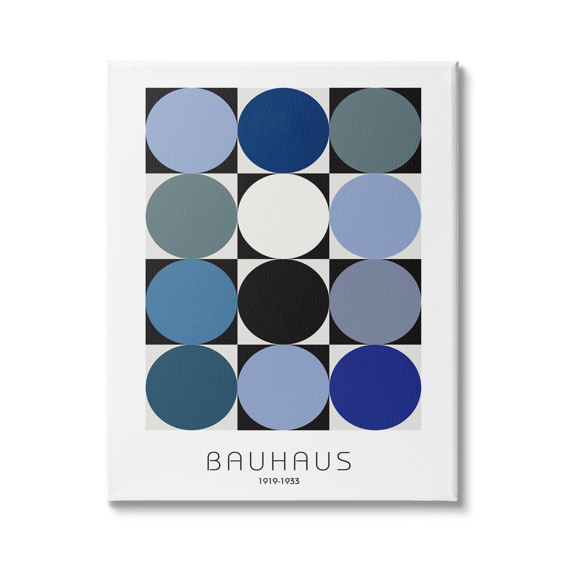 Stupell Industries Bauhaus Geometrical Circle Square Abstract Composition Blue Black, 16 x 20,Design by Design Fabrikken