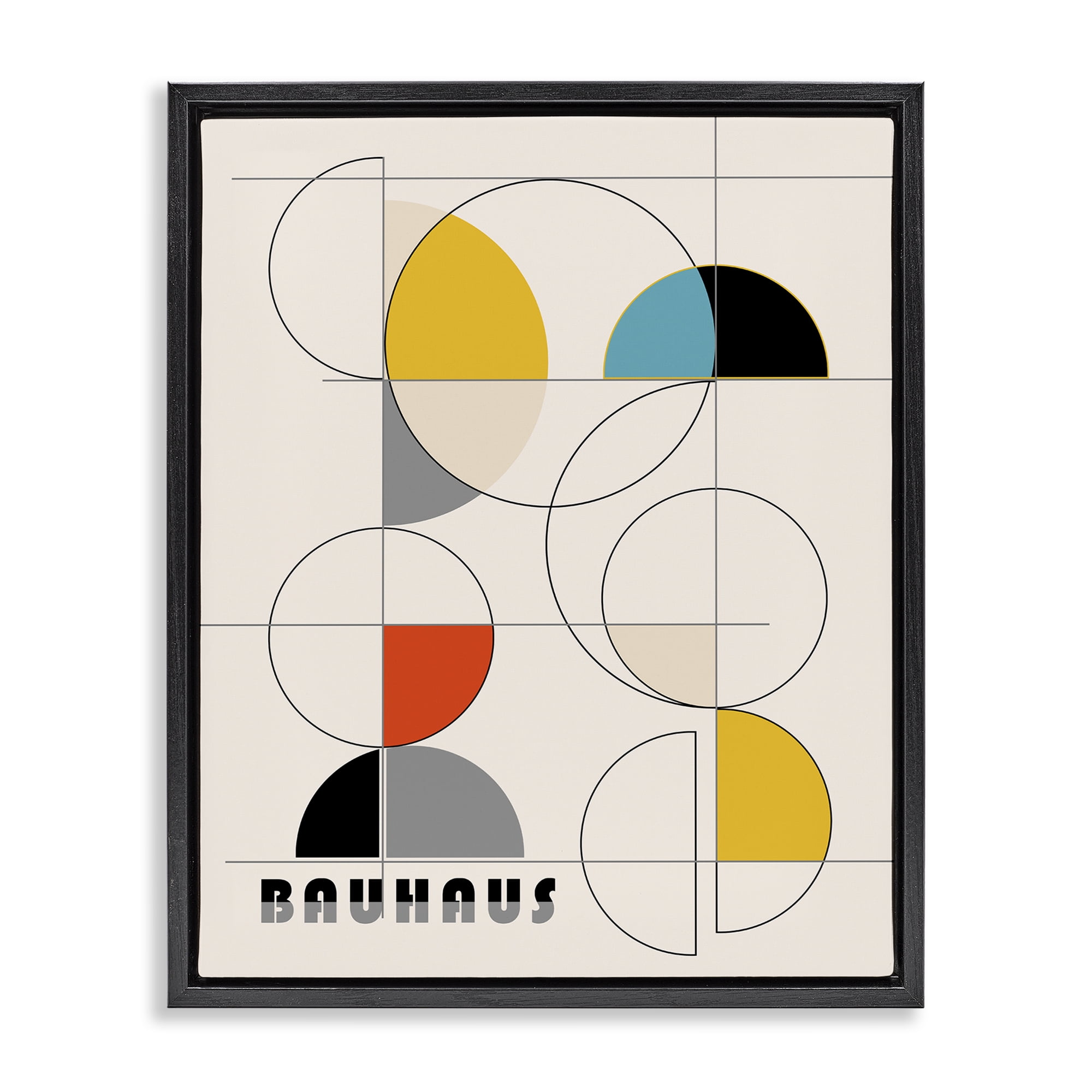 Stupell Industries Bauhaus Movement Geometrics Abstract Painting Black Floater Framed Canvas Art Print Wall Art, 25 x 31