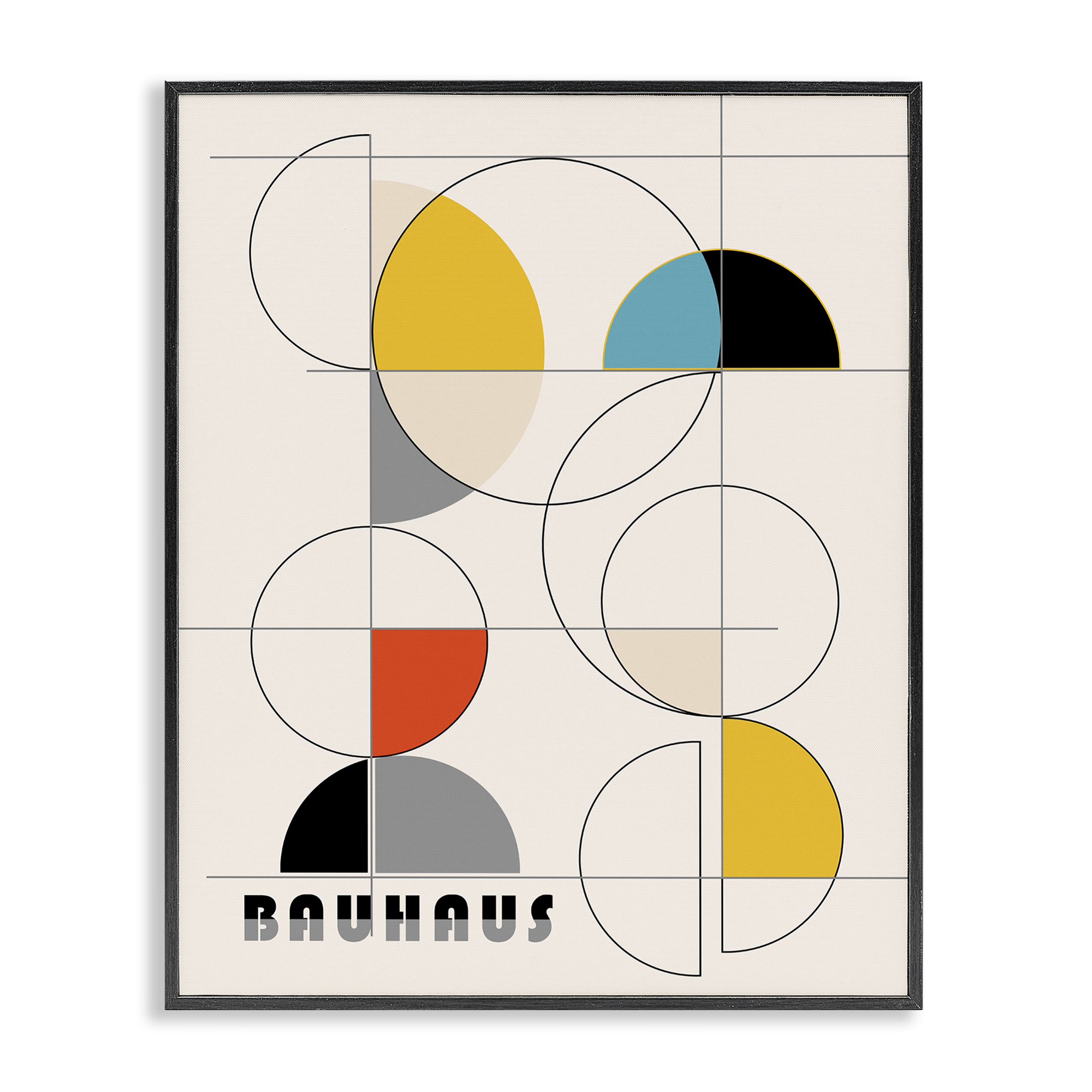Stupell Industries Bauhaus Movement Geometrics Abstract Painting Black Framed Art Print Wall Art, 11 x 14