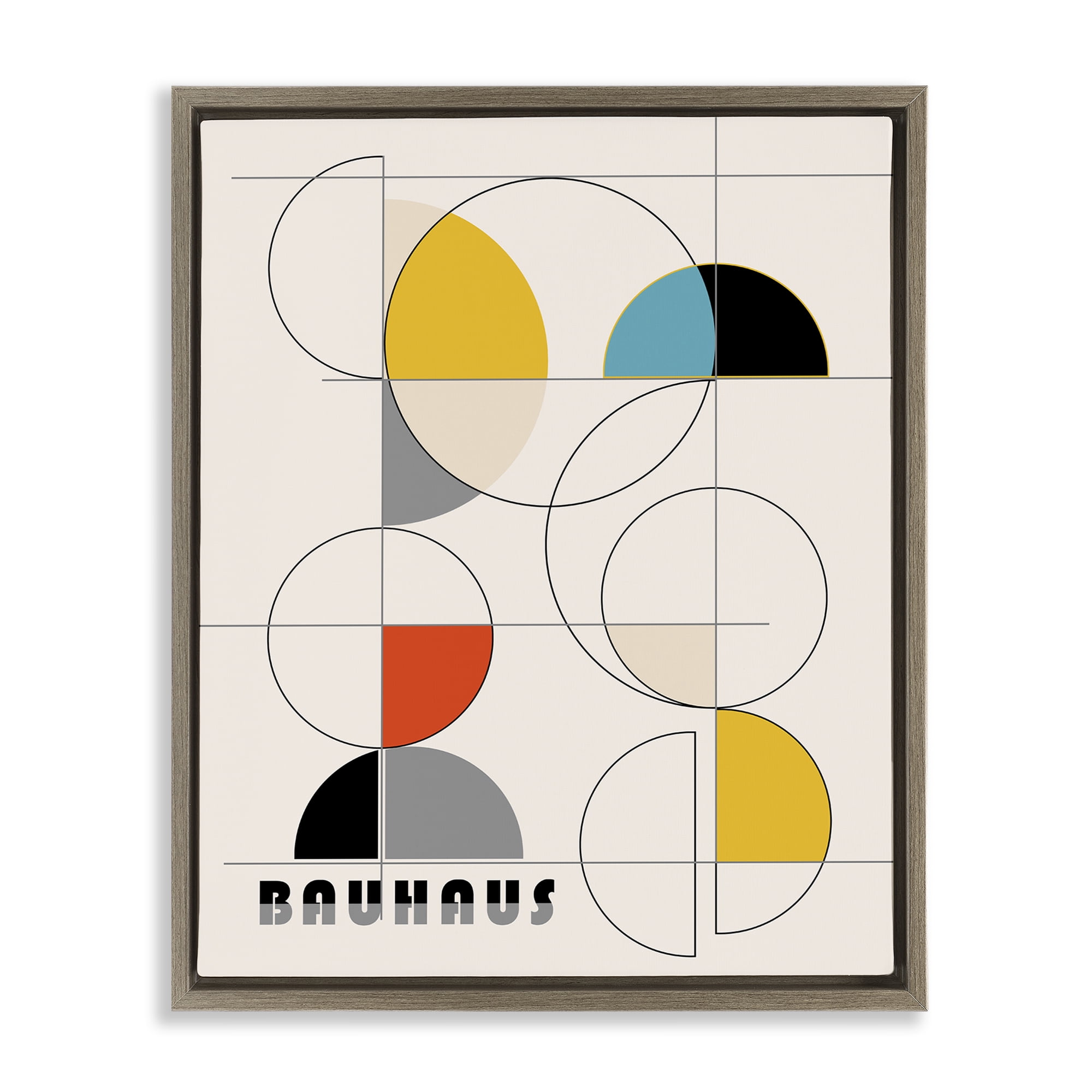 Stupell Industries Bauhaus Movement Geometrics Abstract Painting Brown Floater Framed Canvas Art Print Wall Art, 17 x 21