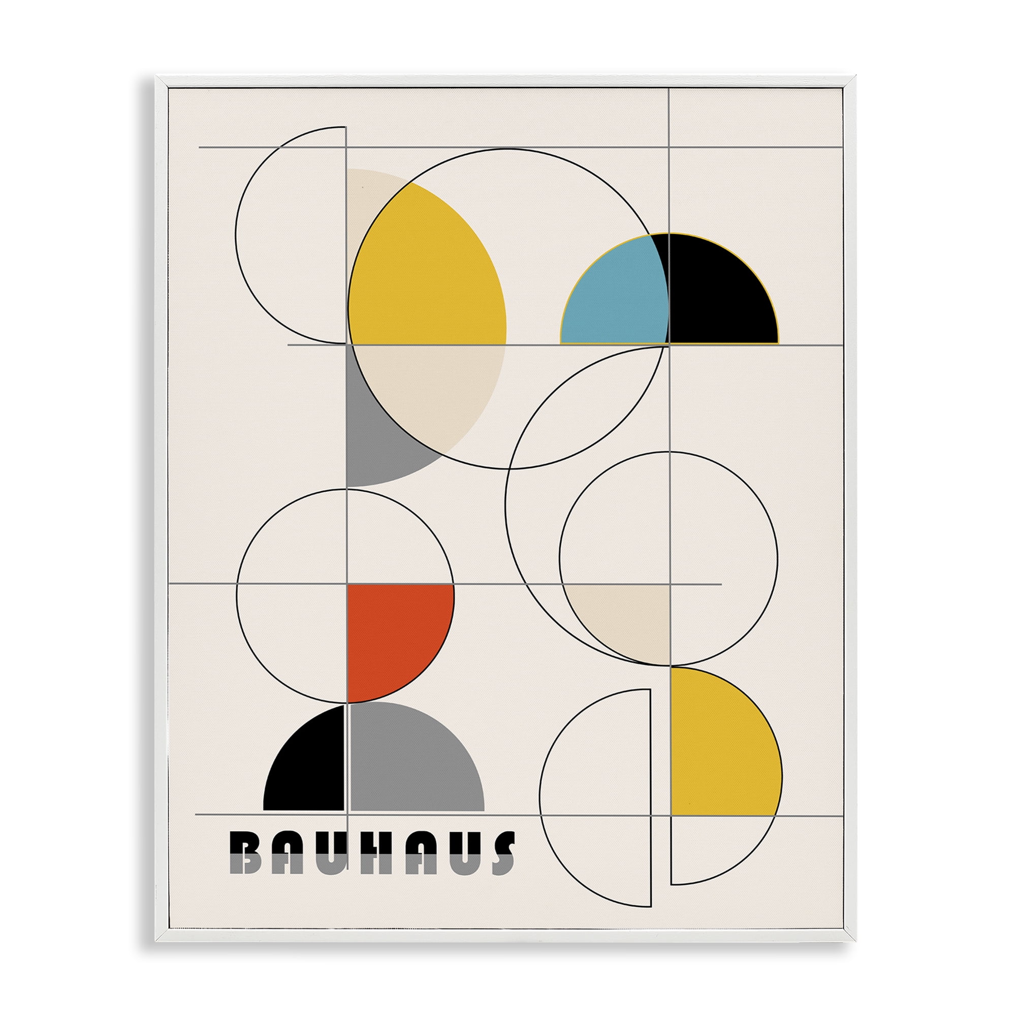 Stupell Industries Bauhaus Movement Geometrics Abstract Painting White Framed Art Print Wall Art, 24 x 30