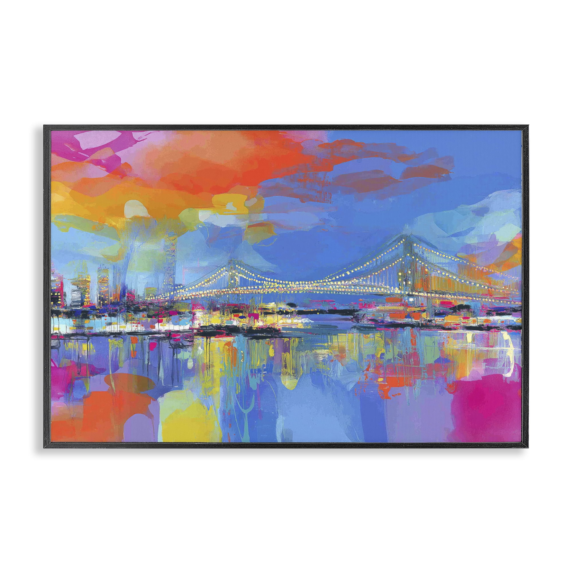 Stupell Industries Bay Bridge Aglow at Sunrise Black Framed Giclee Art, design by Chromatic Storm Studio