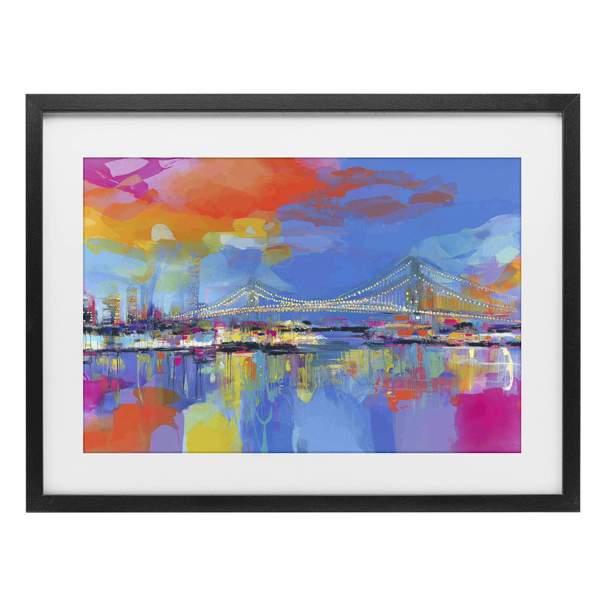Stupell Industries Bay Bridge Aglow at Sunrise Black Framed Print Under Glass, design by Chromatic Storm Studio