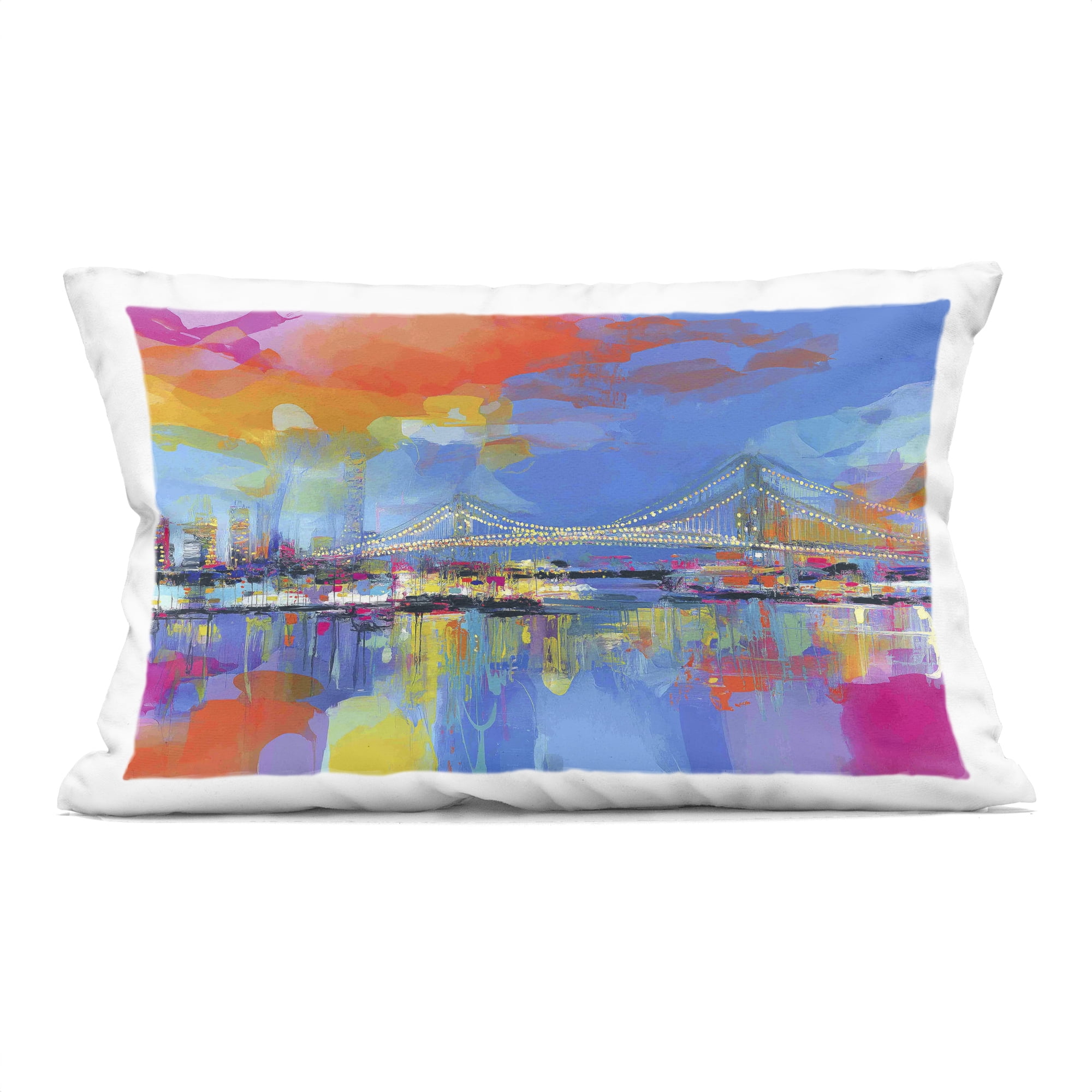 Stupell Industries Bay Bridge Aglow at Sunrise Decorative Printed Throw Pillow, design by Chromatic Storm Studio, 14 x 7 x 20