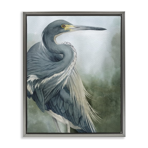 Stupell Industries Bayou King Bird Gray Framed Floater Canvas Wall Art design by Grace Popp, 31 x 25