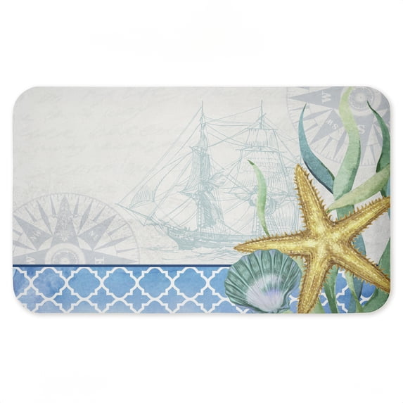 Stupell Industries Bayside Sea Life & Ship Printed Anti-Fatigue Floor Mat, design by Kim Allen, 30"x18"