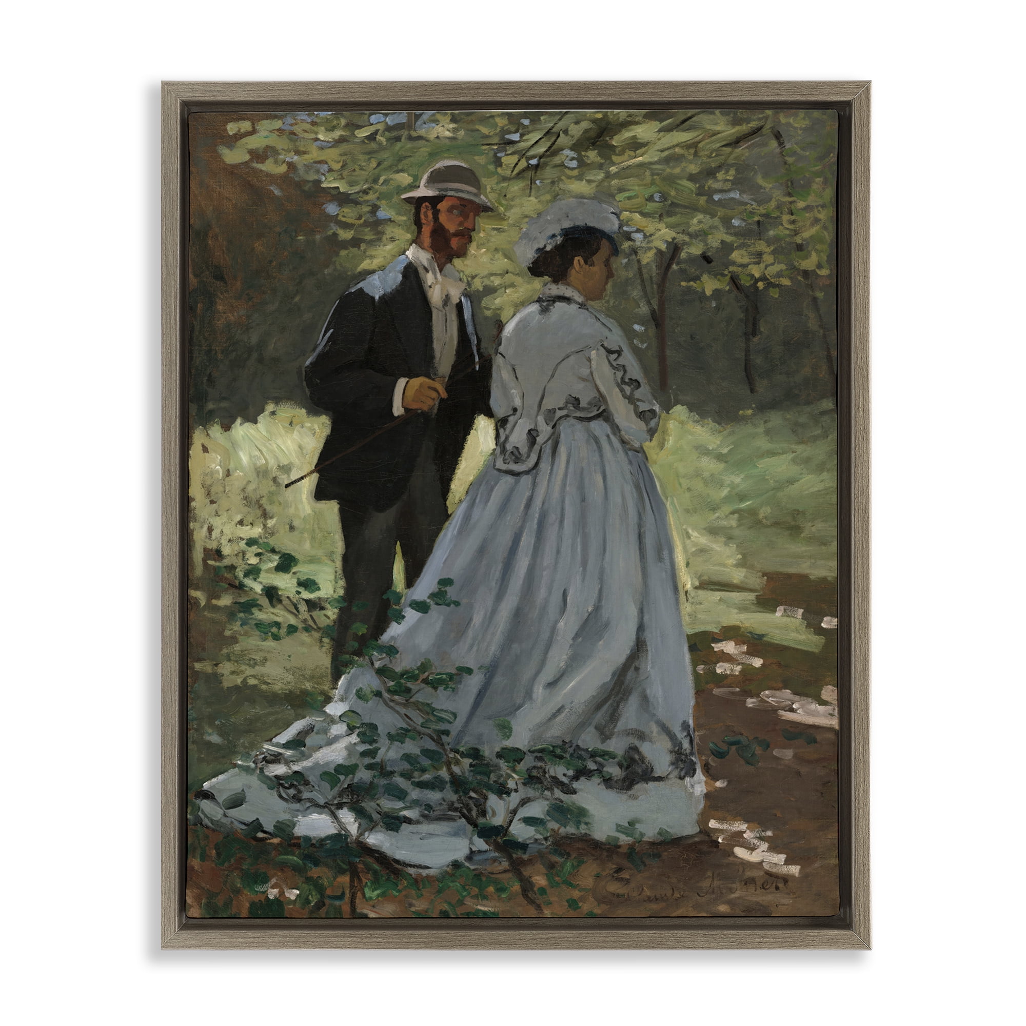 Stupell Industries Bazille & Camille in Nature Brown Framed Floater Canvas Wall Art, design by Tina LeCour