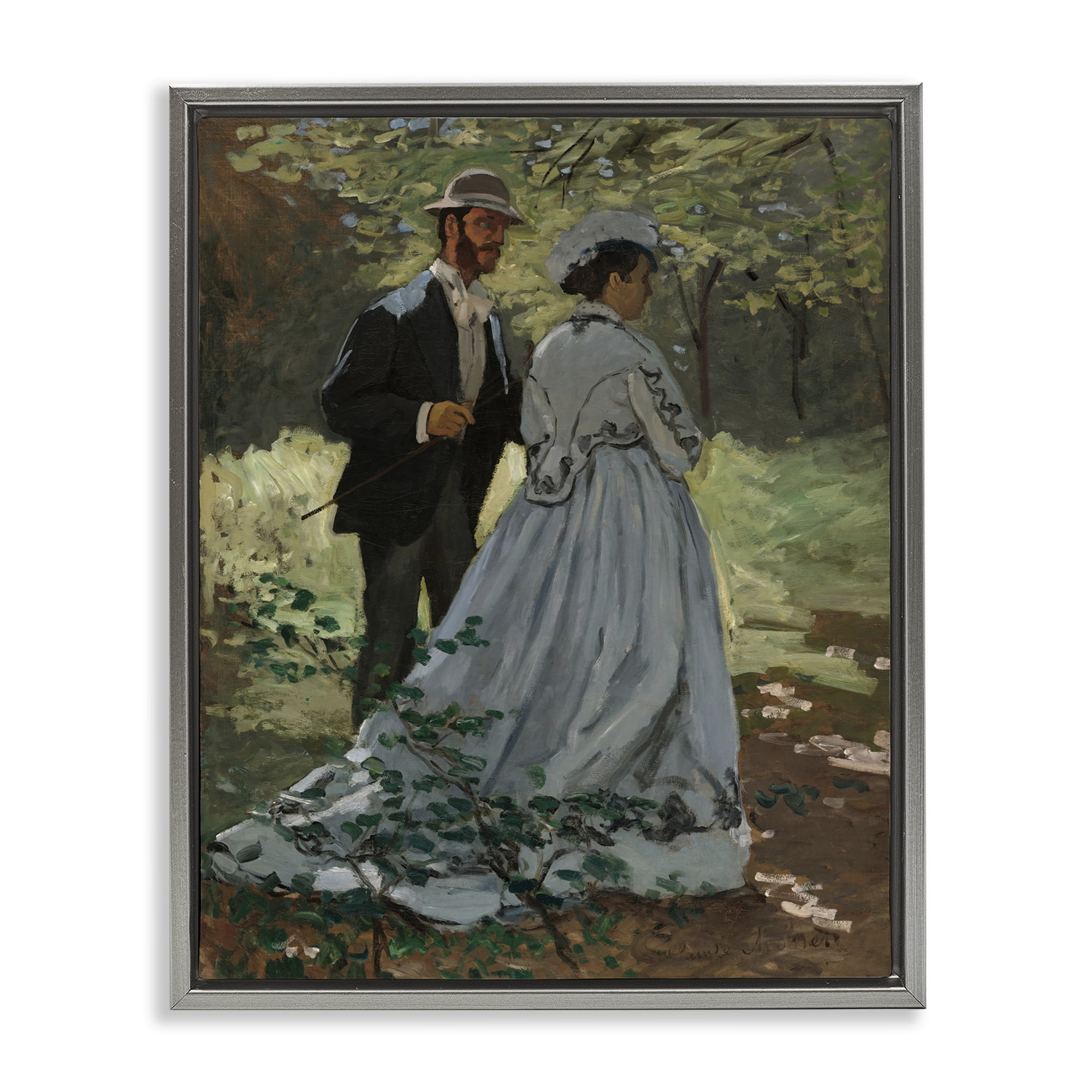 Stupell Industries Bazille & Camille in Nature Gray Framed Floater Canvas Wall Art, design by Tina LeCour