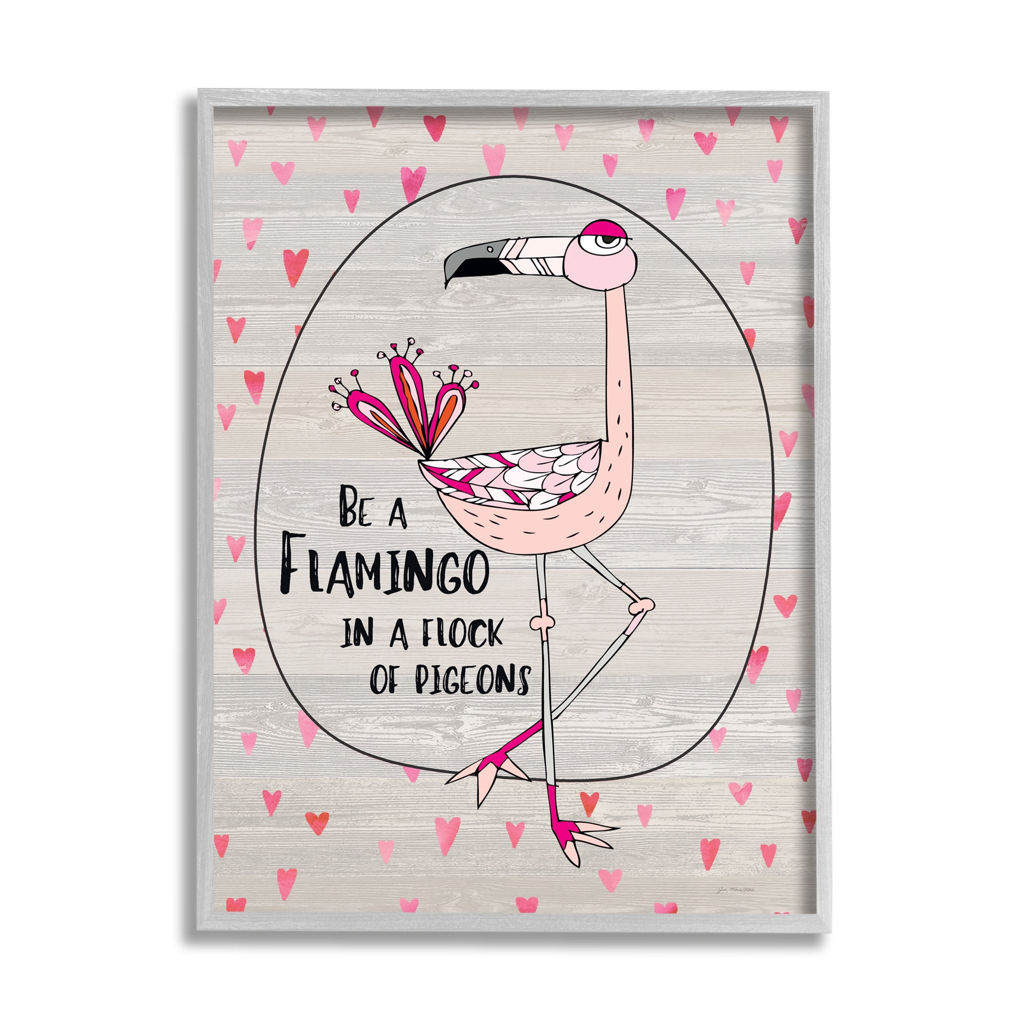Stupell Industries Be A Flamingo Cartoon, 11 x 14,Design by Jo Moulton