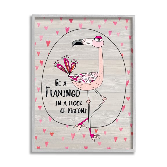 Stupell Industries Be A Flamingo Cartoon, 16 x 20,Design by Jo Moulton