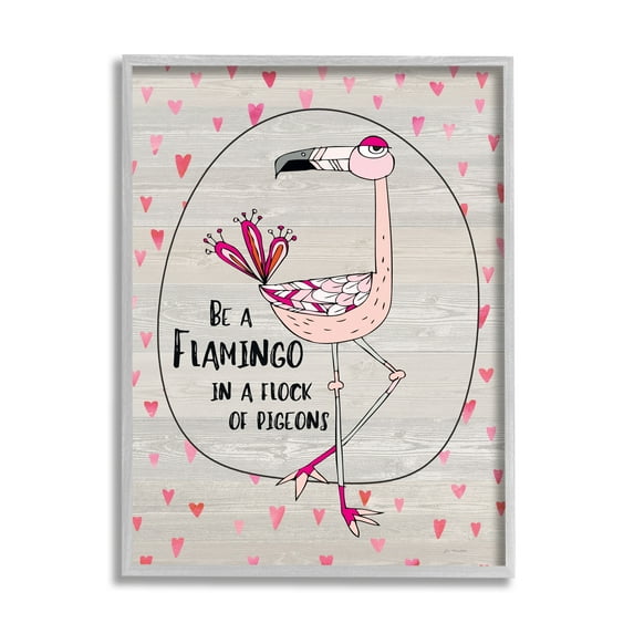 Stupell Industries Be A Flamingo Cartoon, 16 x 20,Design by Jo Moulton