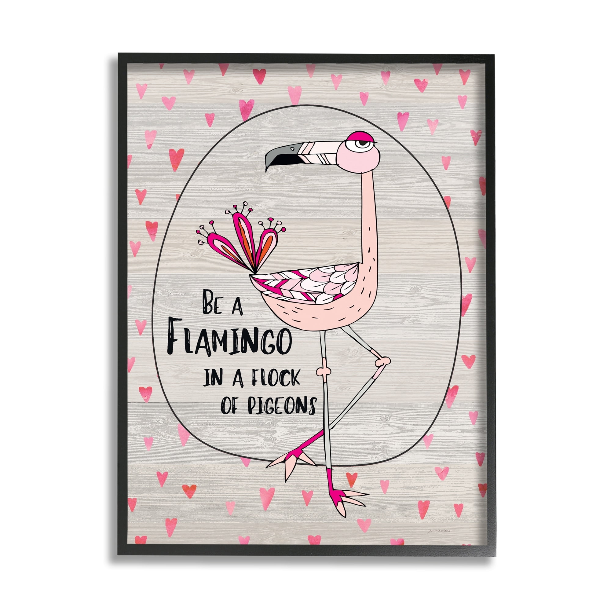 Stupell Industries Be A Flamingo Cartoon, 24 x 30,Design by Jo Moulton