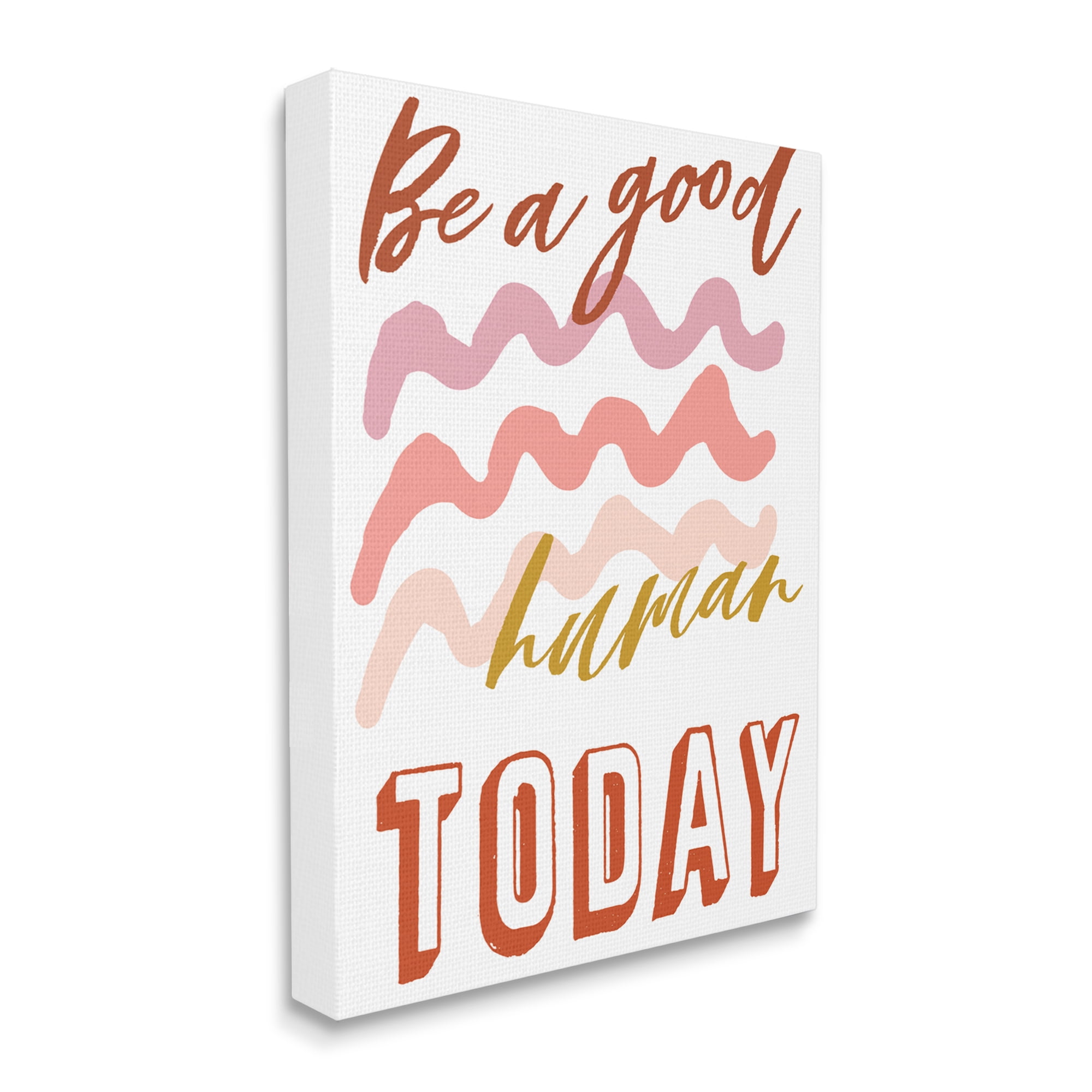 Stupell Industries Be A Good Human Phrase Pink Wave Pattern, 24 x 30, Designed by Elizabeth Medley