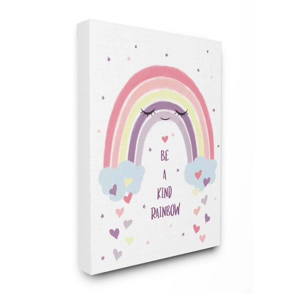 Stupell Industries Be A Kind Rainbow Quote Kid's Room Heart Details Canvas Wall Art Design by Ziwei Li, 16" x 20"