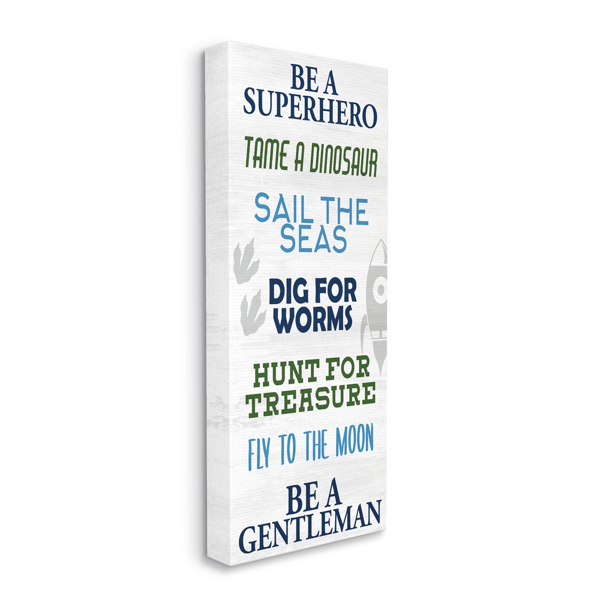 Stupell Industries Be A Superhero Sign Children's Imagination Phrases Inspirational Painting Gallery Wrapped Canvas Art Print Wall Art, 17 x 40
