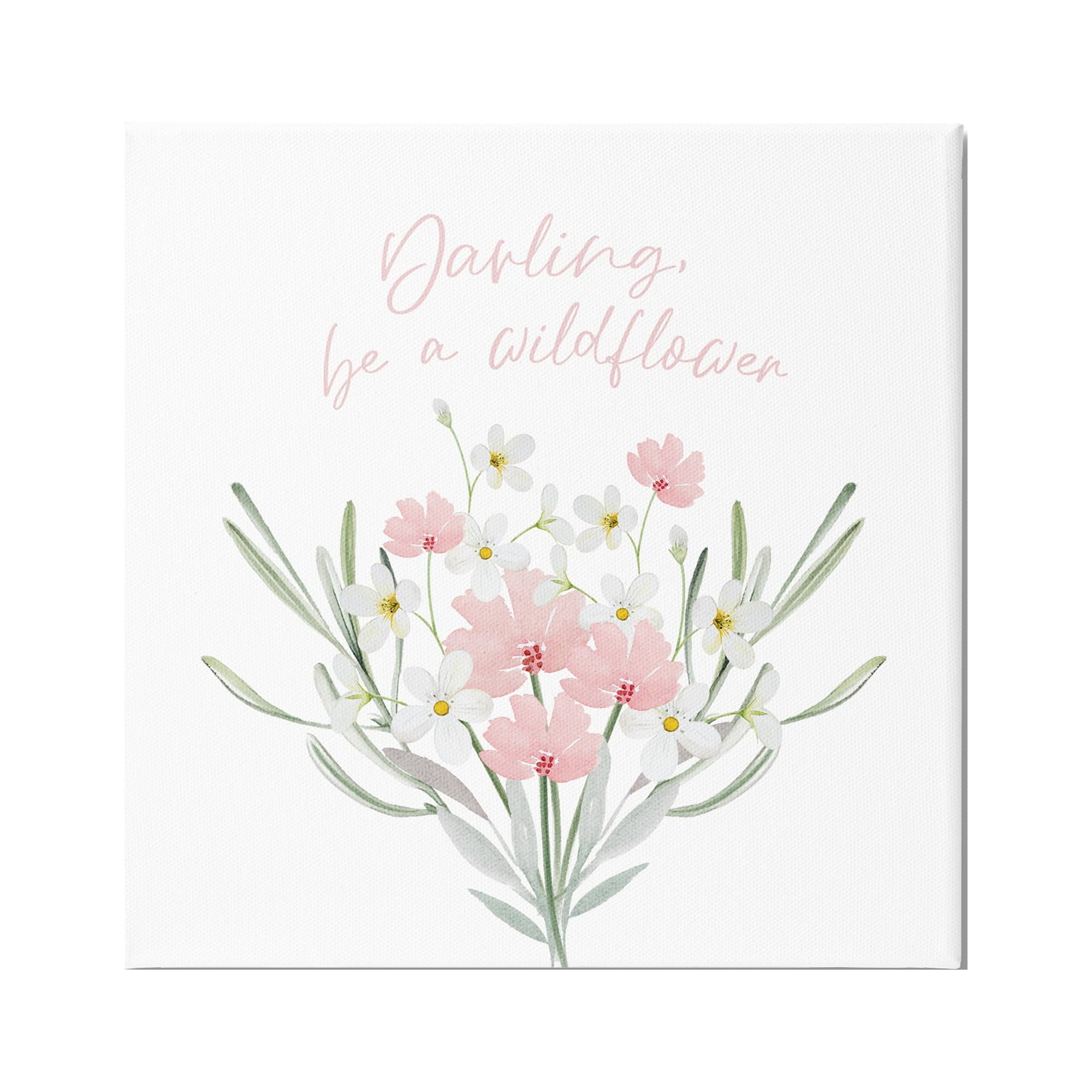 Stupell Industries Be A Wildflower Phrase Botanical & Floral Painting Gallery Wrapped Canvas Print Wall Art, 36 x 36