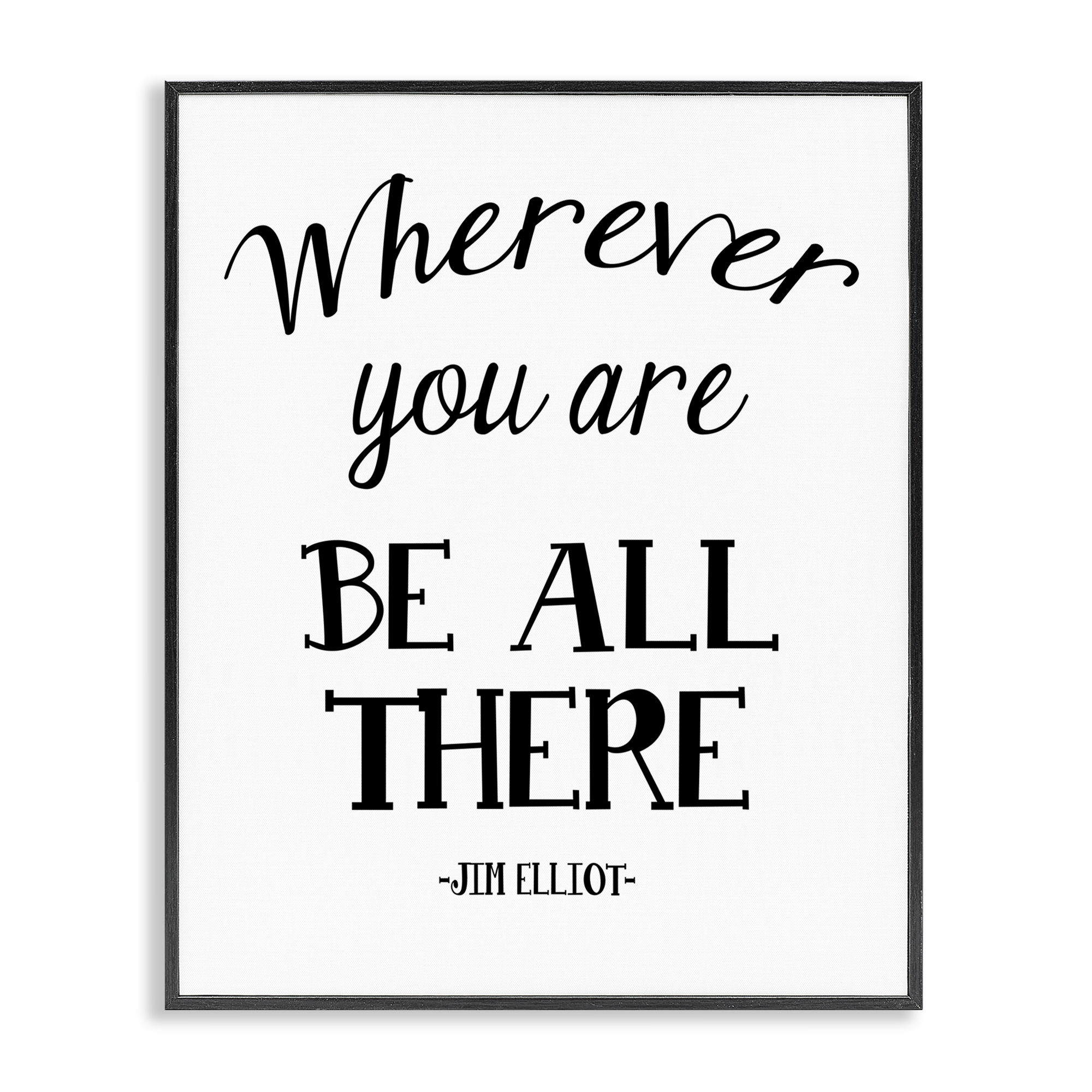 Stupell Industries Be All There Sentiment Text & Numbers Painting Black Framed Art Print Wall Art, 16 x 20