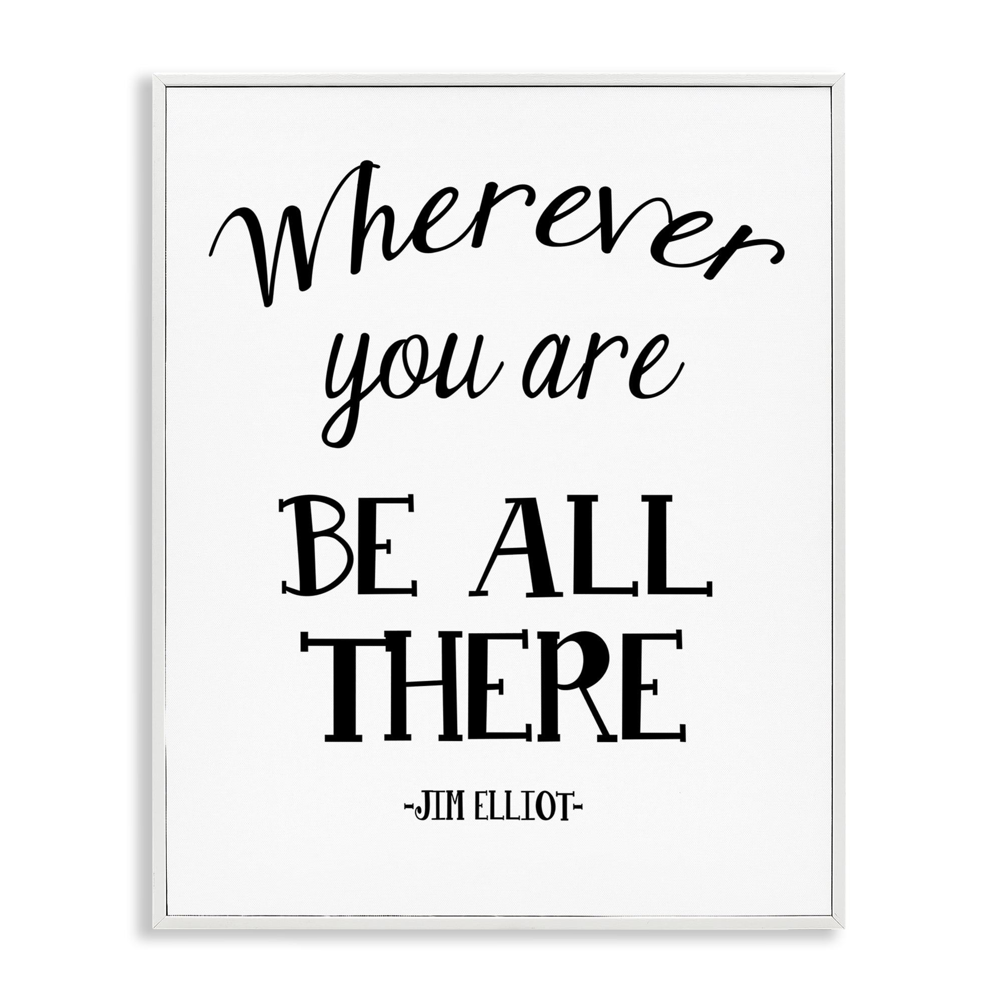 Stupell Industries Be All There Sentiment Text & Numbers Painting White Framed Art Print Wall Art, 24 x 30