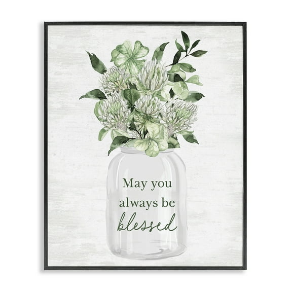 Stupell Industries Be Blessed Bouquet Botanical & Floral Painting Black Framed Art Print Wall Art, 16 x 20
