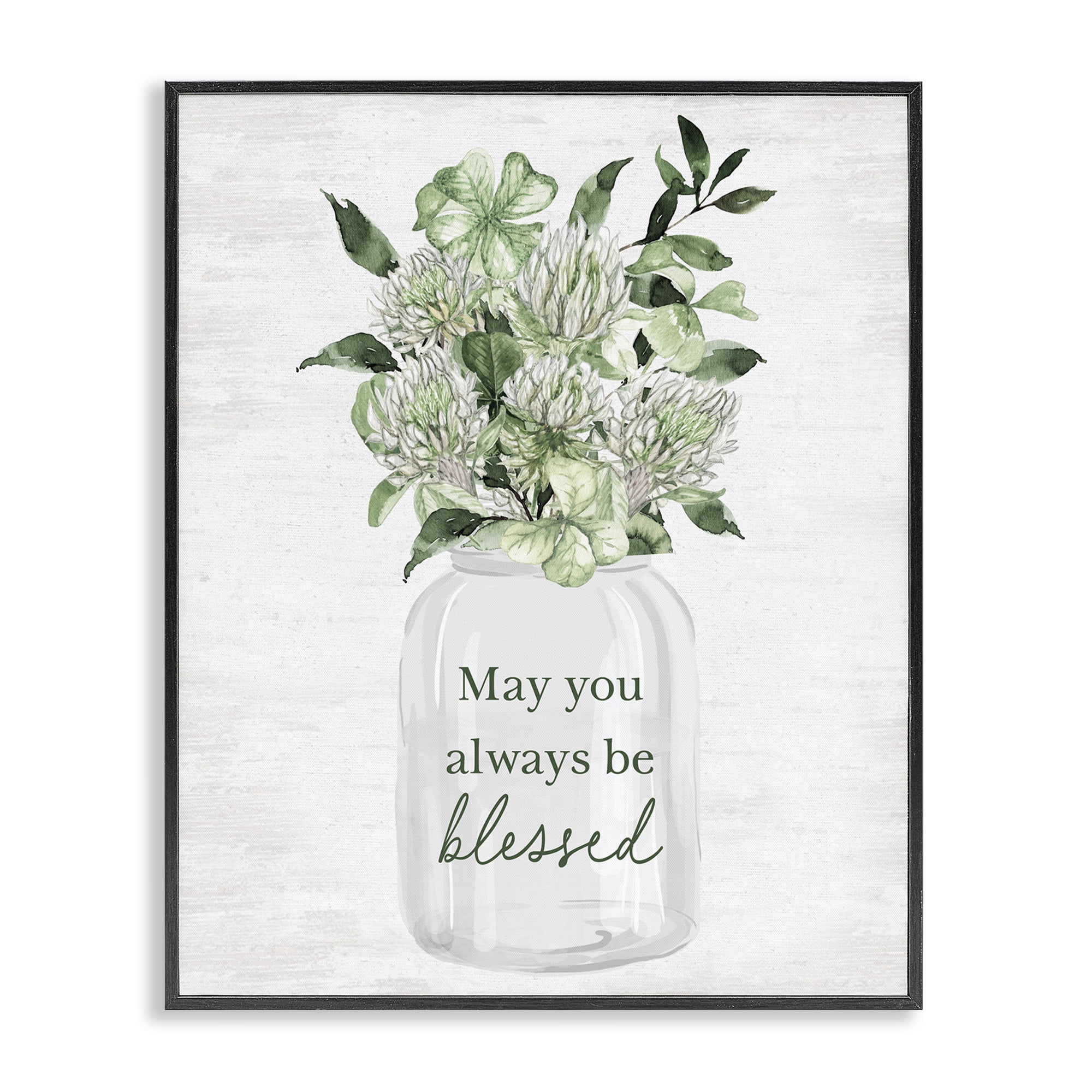 Stupell Industries Be Blessed Bouquet Botanical & Floral Painting Black Framed Art Print Wall Art, 24 x 30