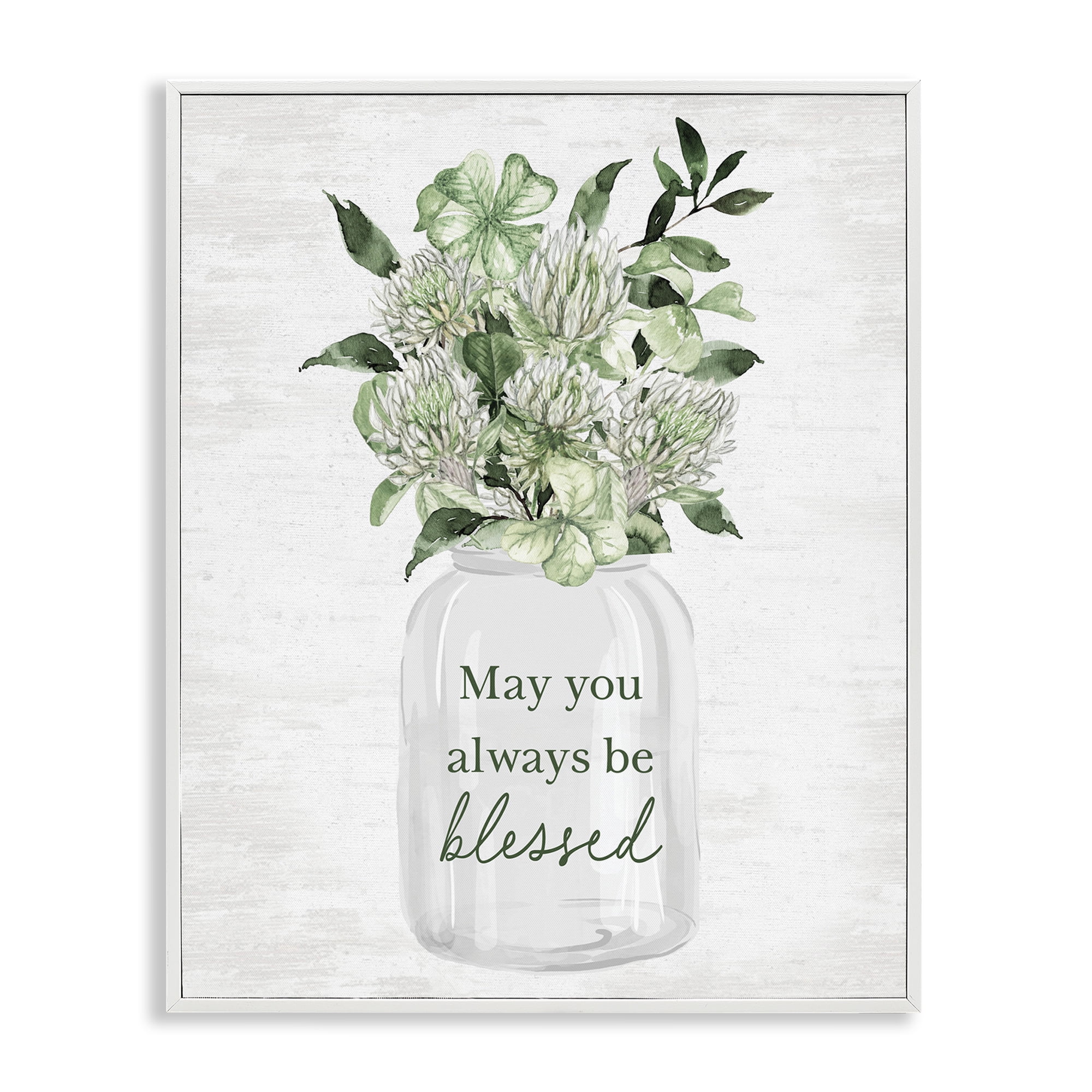 Stupell Industries Be Blessed Bouquet Botanical & Floral Painting White Framed Art Print Wall Art, 11 x 14