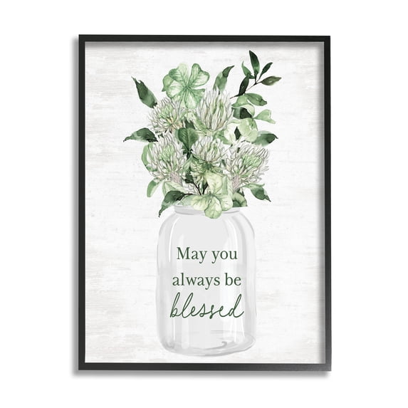 Stupell Industries Be Blessed Herb Bouquet Botanical & Floral Painting Black Framed Art Print Wall Art, 11 x 14