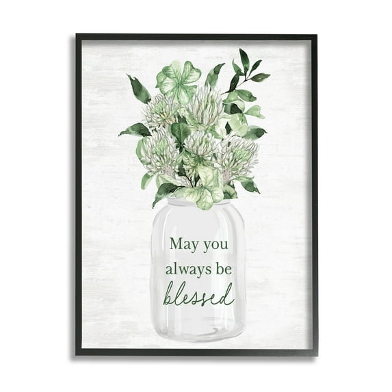 Stupell Industries Be Blessed Herb Bouquet Botanical & Floral Painting Black Framed Art Print Wall Art, 16 x 20