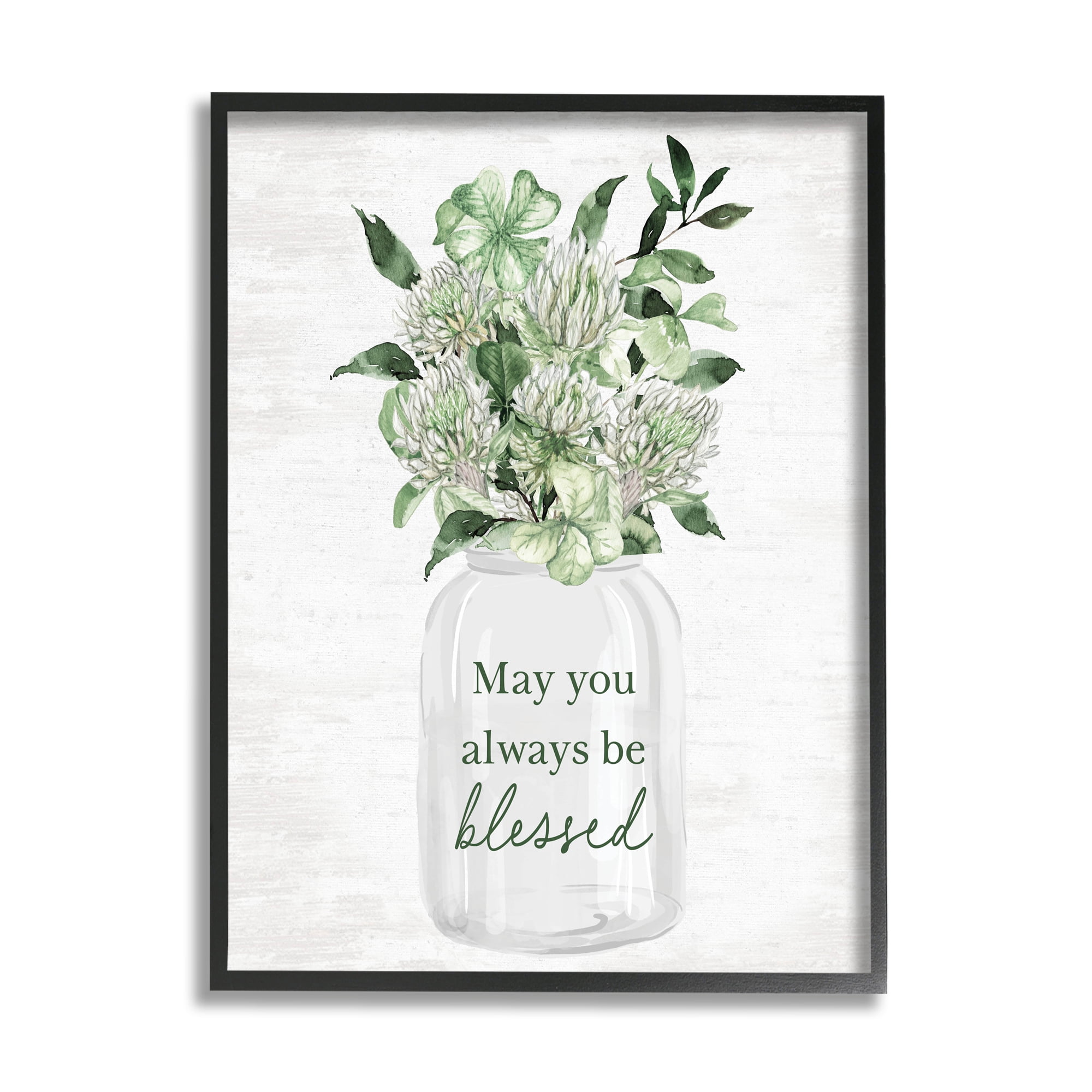 Stupell Industries Be Blessed Herb Bouquet Botanical & Floral Painting Black Framed Art Print Wall Art, 24 x 30