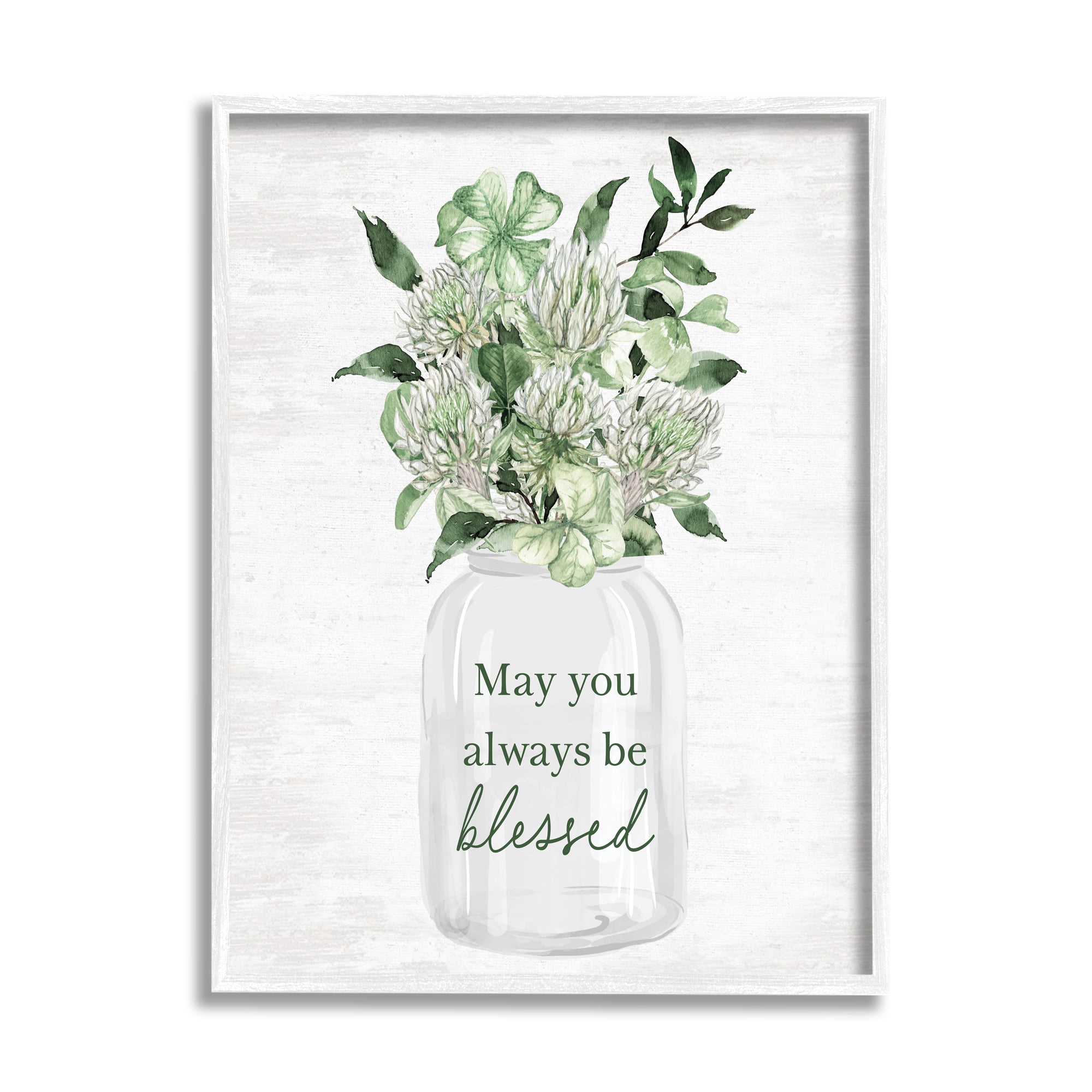 Stupell Industries Be Blessed Herb Bouquet Botanical & Floral Painting White Framed Art Print Wall Art, 11 x 14