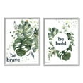 thumbnail image 1 of Stupell Industries Be Bold & Brave Quote Botanical Watercolor Monstera Leaves Gray Framed Art Print Wall Art Set of 2, 24x30, by Valerie Wieners, 1 of 5