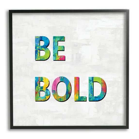 Stupell Industries Be Bold Sentiment Abstract Rainbow Typography Blue Green, 12 x 12, Designed by Jamie MacDowell