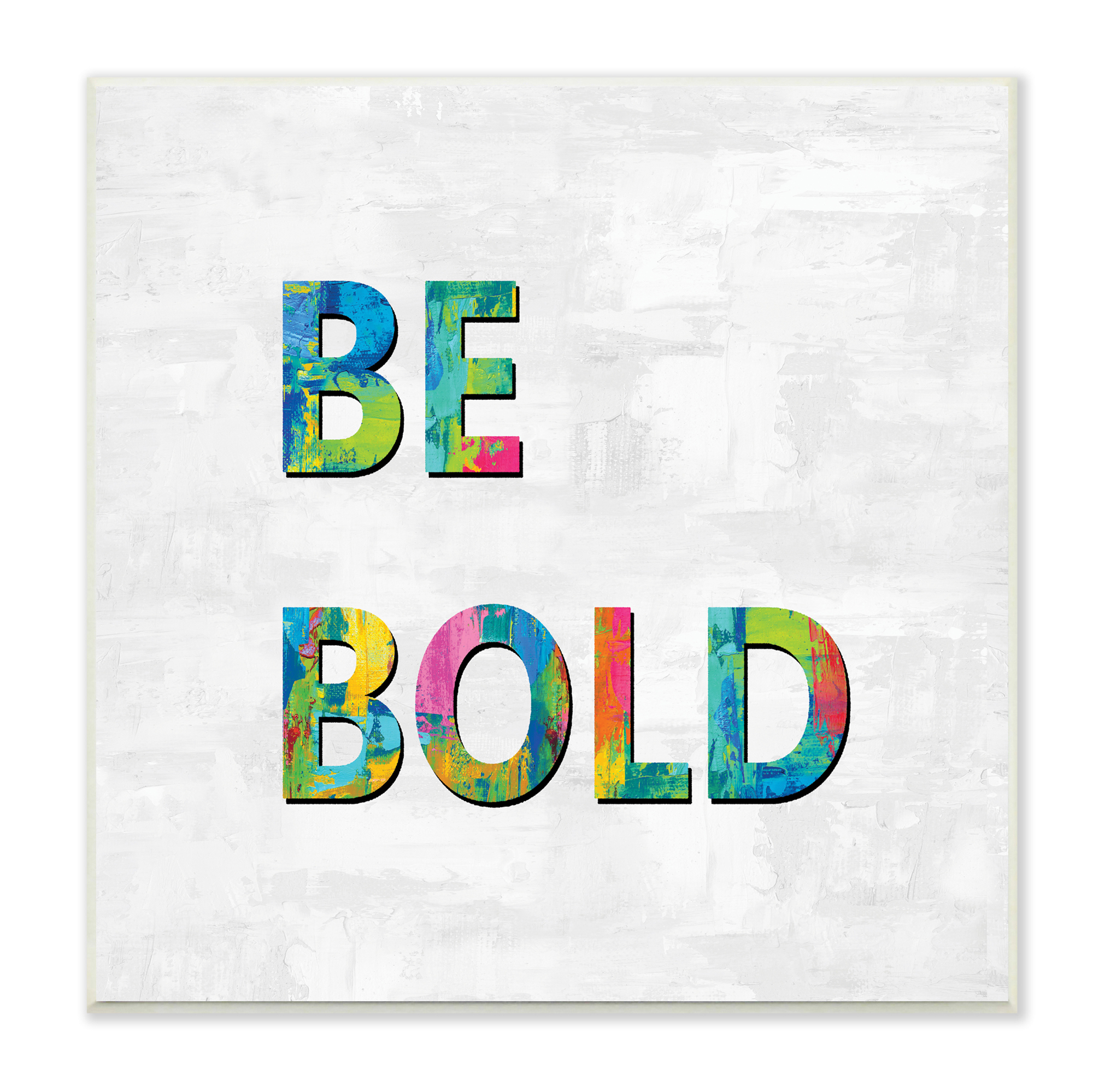 Stupell Industries Be Bold Sentiment Abstract Rainbow Typography Blue Green, 12 x 12, Designed by Jamie MacDowell