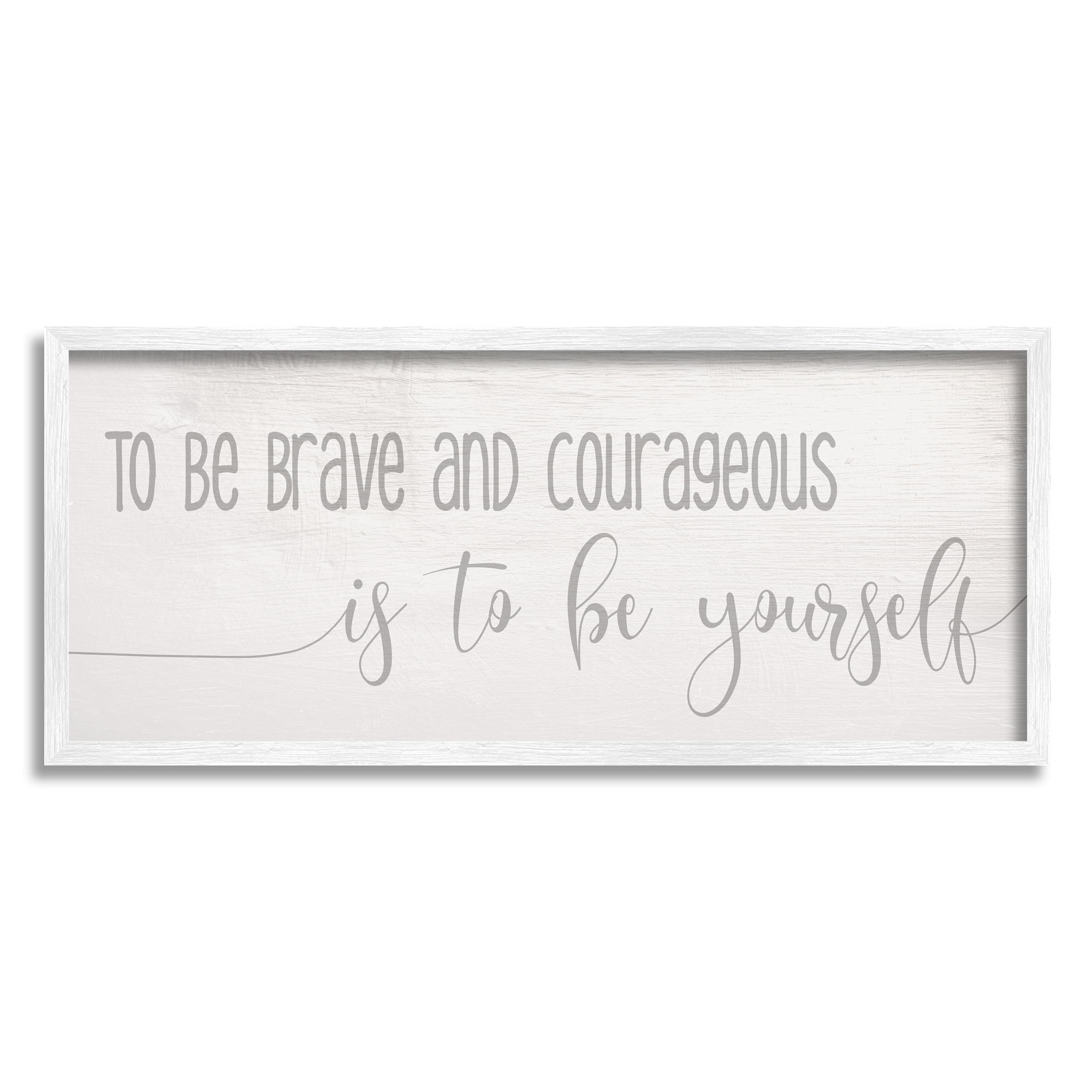 Stupell Industries Be Brave And Courageous Encouragement Soft Grey Script, 13 x 30, Designed by Daphne Polselli