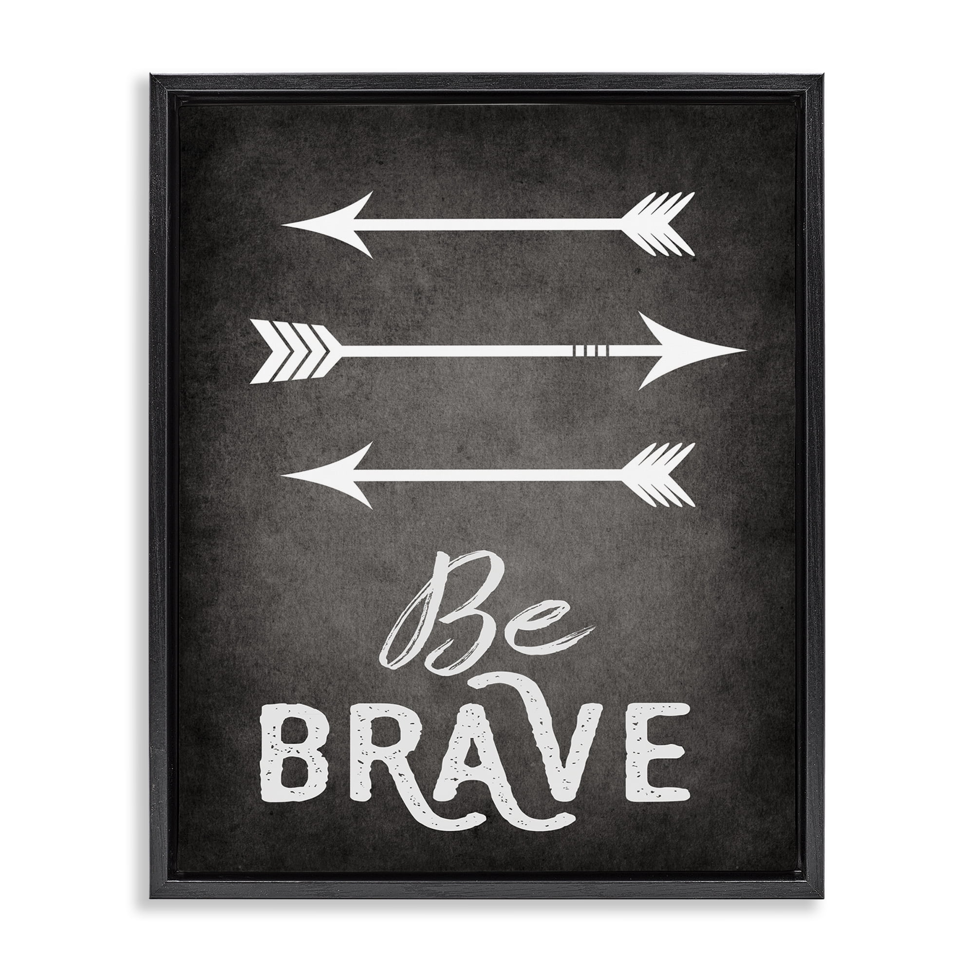 Stupell Industries Be Brave Arrows Typography Painting Black Floater Framed Canvas Art Print Wall Art, 25 x 31