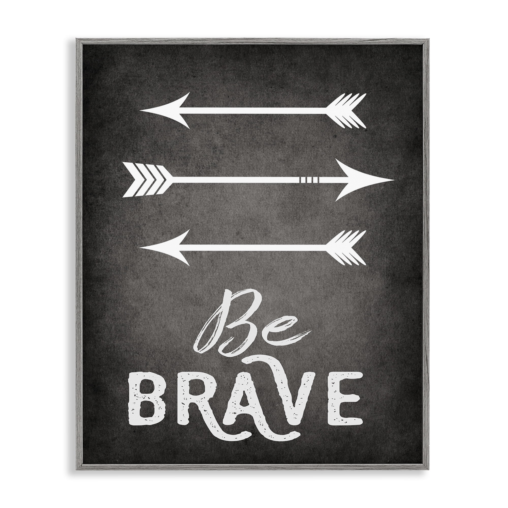 Stupell Industries Be Brave Arrows Typography Painting Gray Framed Art Print Wall Art, 24 x 30