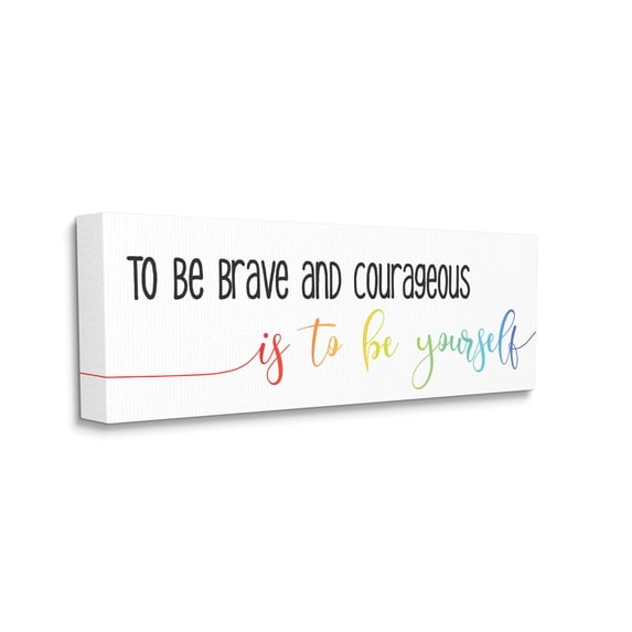 Stupell Industries Be Brave Be Yourself Motivational Phrase Rainbow Script, 20 x 48, Designed by Daphne Polselli