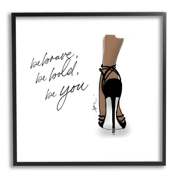 Stupell Industries Be Brave Bold You Fashion Graphic Art Black Framed Art Print Wall Art, Design by Alison Petrie