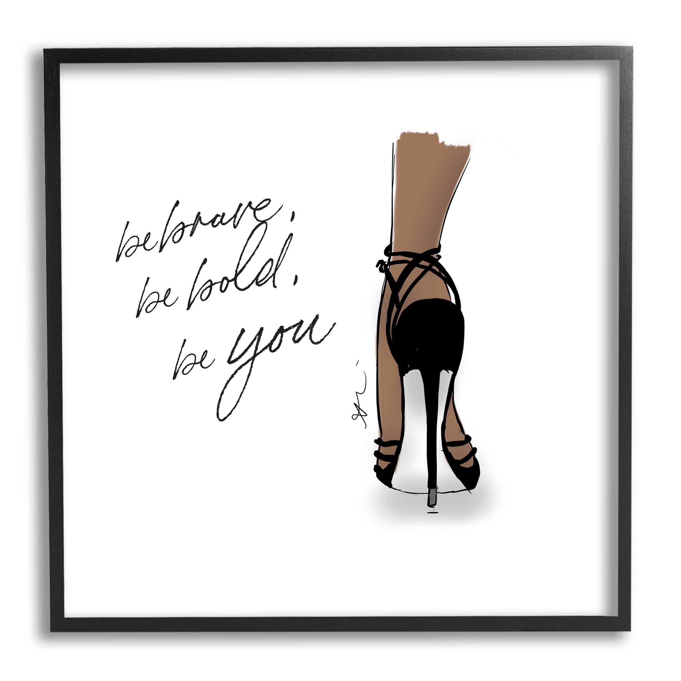 Stupell Industries Be Brave Bold You Fashion Graphic Art Black Framed Art Print Wall Art, Design by Alison Petrie