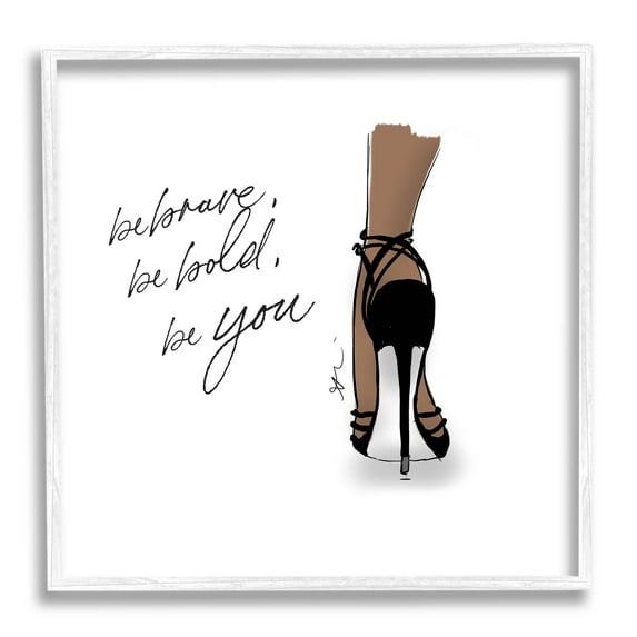 Stupell Industries Be Brave Bold You Fashion Graphic Art White Framed Art Print Wall Art, Design by Alison Petrie