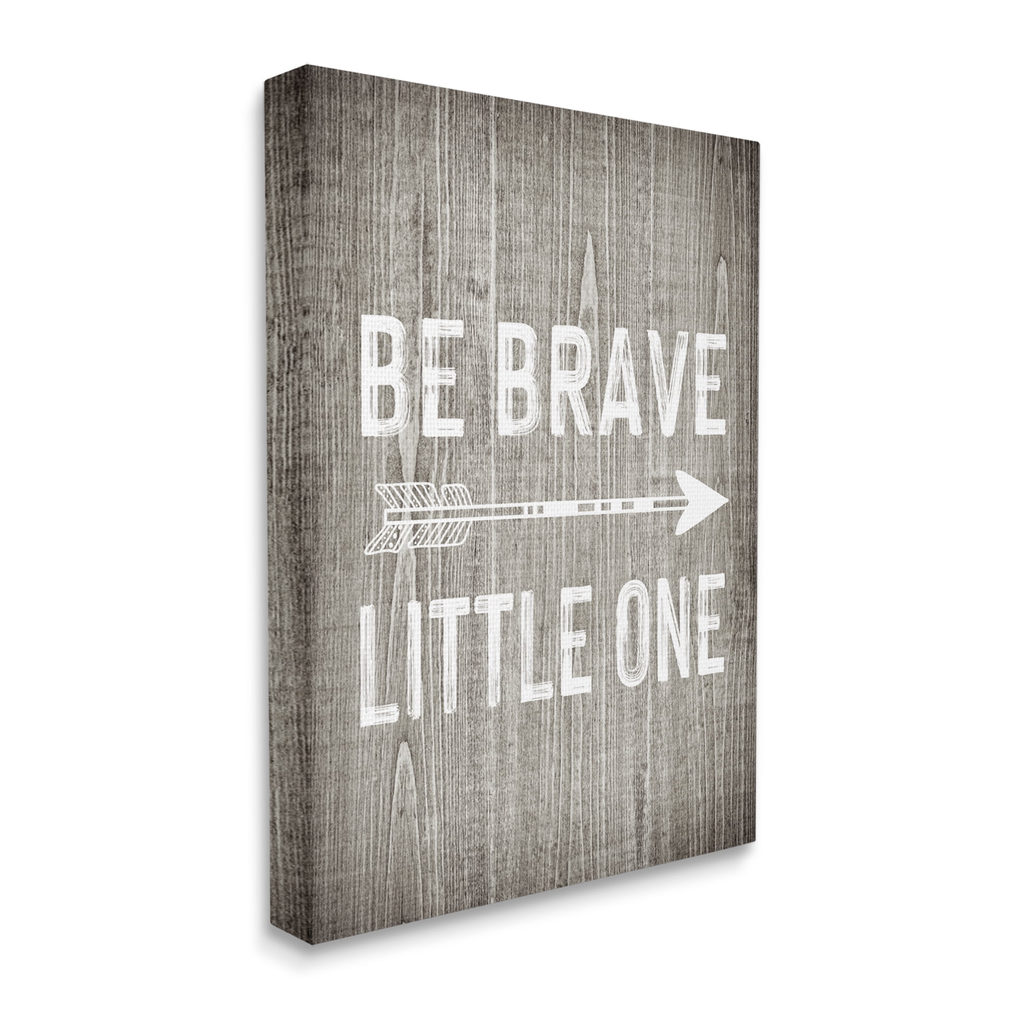 Stupell Industries Be Brave Little One Rustic Adventure Sentiment Grain Pattern Inspirational Painting Gallery Wrapped Canvas Print Wall Art, 36 x 48