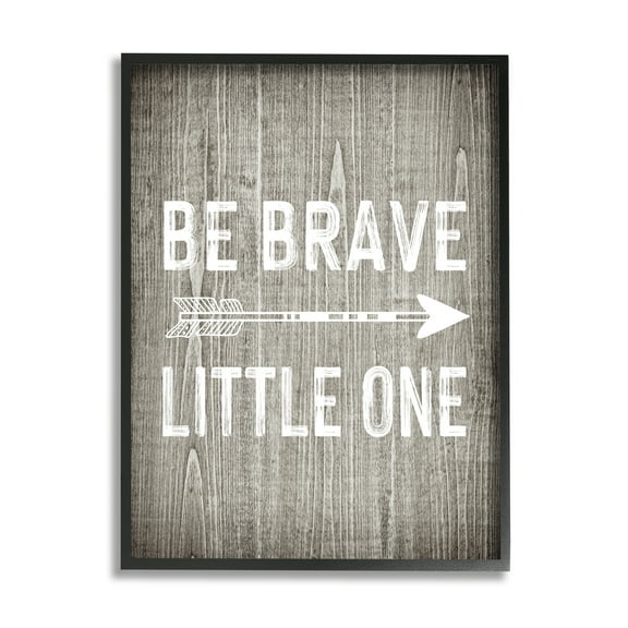 Stupell Industries Be Brave Little One Rustic Adventure Sentiment Grain Pattern Modern Painting Black Framed Art Print Wall Art, 11 x 14, Design by Ashley Calhoun