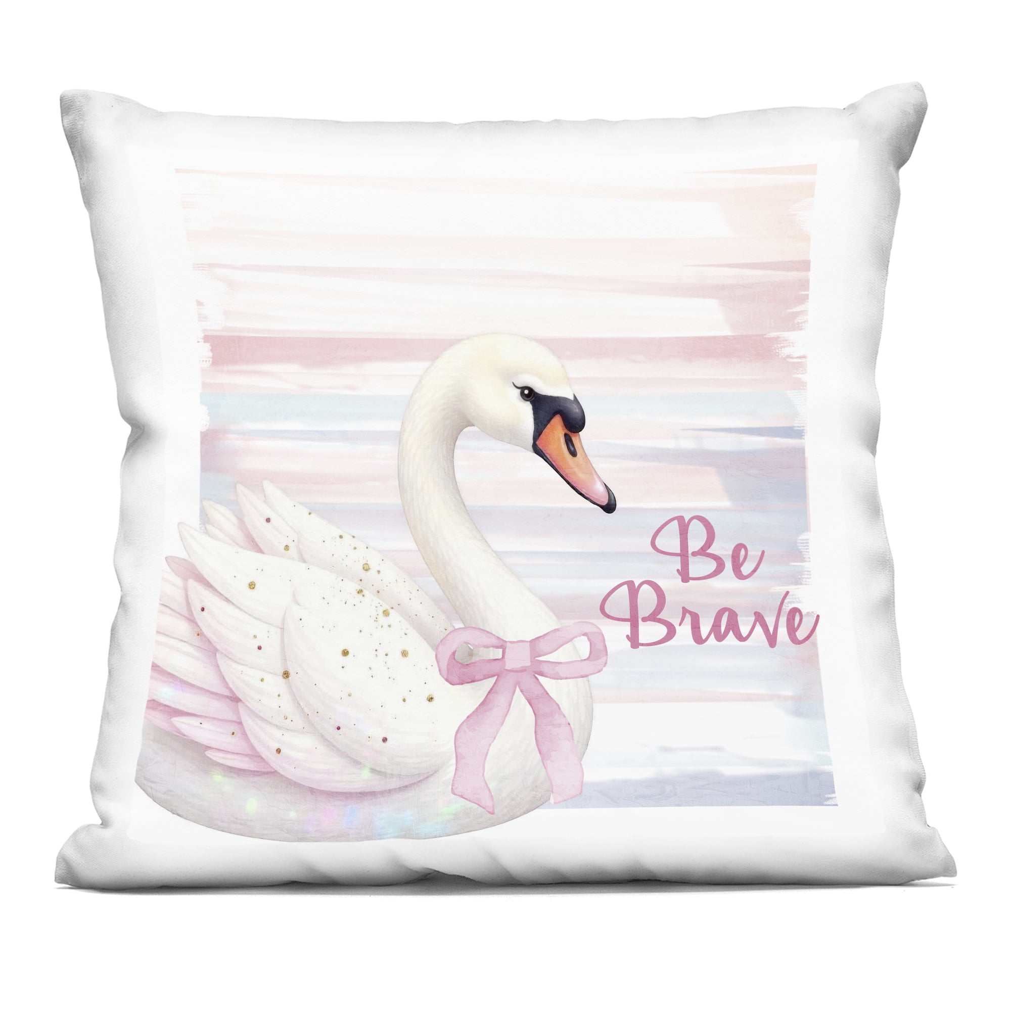 Stupell Industries Be Brave Pastel Swan Decorative Printed Throw Pillow, design by Kim Allen