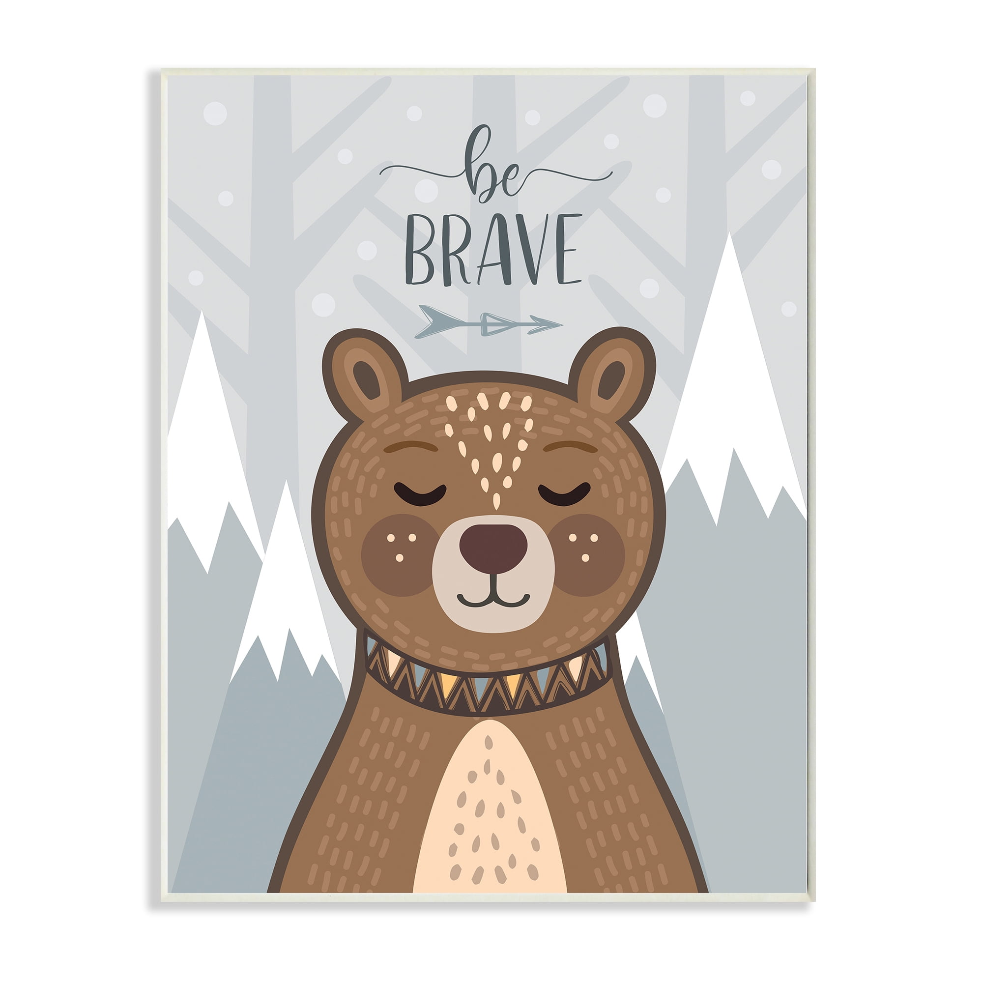 Stupell Industries Be Brave Sentiment Soothing Mountain Bear,10 x 15,Designed by AE Design