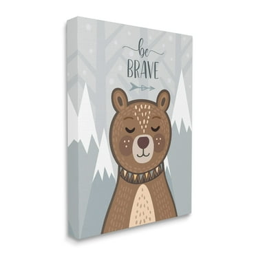 Stupell Industries Be Brave Sentiment Soothing Mountain Bear,24 x 30,Designed by AE Design