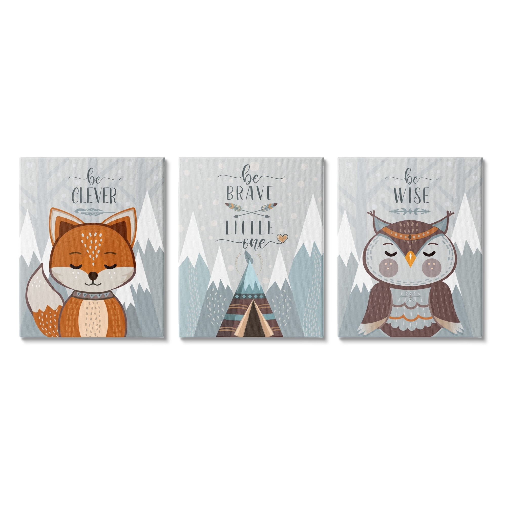Stupell Industries Be Clever Brave And Wise Phrases Forest Animal Canvas Wall Art, 16 x 20, Design by AE Design