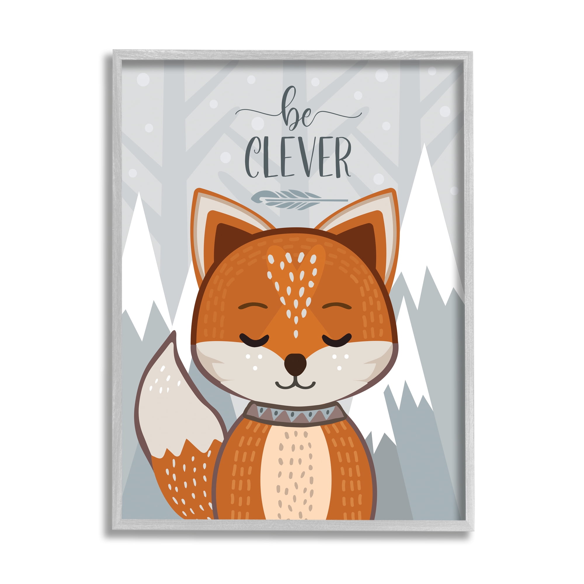Stupell Industries Be Clever Phrase Cute Fox Mountain Forest,16 x 20,Designed by AE Design